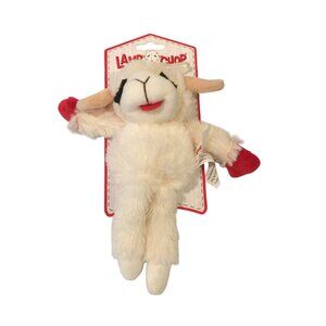 Lamb Chop Mini 8" Floppy Plush Dog Toy Cream Red